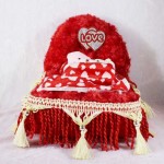 Beautiful Red Royal Plush Bed with Love Couple Teddy Bears